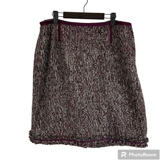 NWT Talbots Women 16WP Purple Herringbone Wool Blend Knee Length Pencil Skirt - Picture 1 of 12